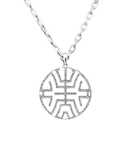 Pendentif Pendentif circulaire - Onyx et diamants en or blanc 18 carats 58 Facettes