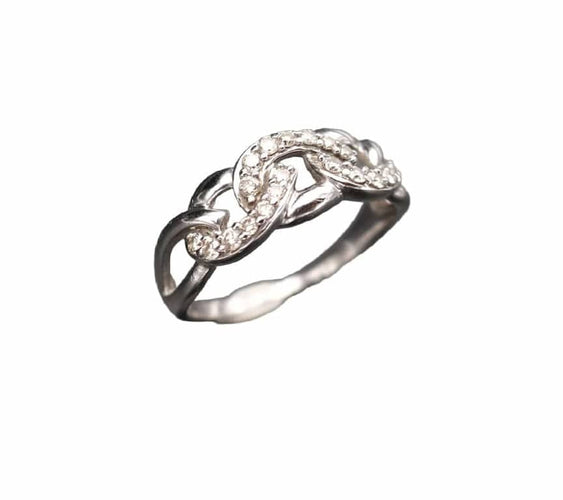 Bague 55.5 Bague gourmette sertie de diamants en or blanc 18 carats 58 Facettes C73-04