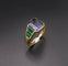Bague 55 Bague en or jaune 18 carats avec iolite et émeraudes 58 Facettes B40-05