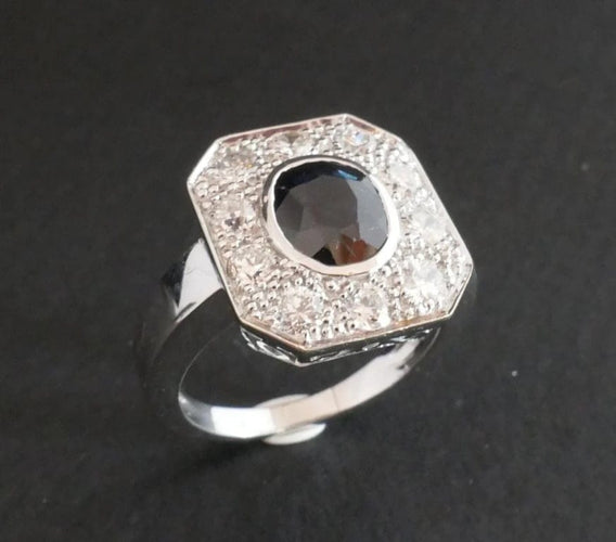 Bague 54.5 Bague saphir et diamants en or blanc 58 Facettes C23-10