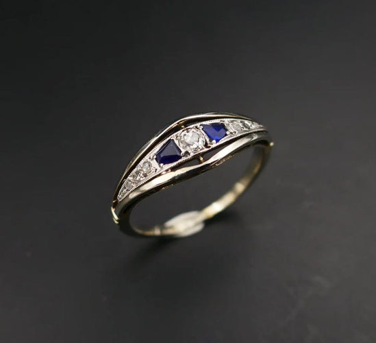 Bague 57 Bague jarretière Art déco en platine et or blanc 18 carats 58 Facettes C19-09