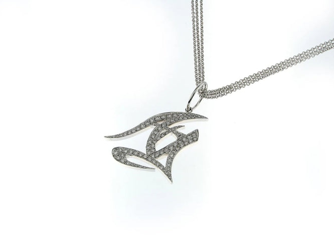 Pendentif Pendentif monogramme Ag en or blanc 18 carats et diamants naturels 58 Facettes PG-201108