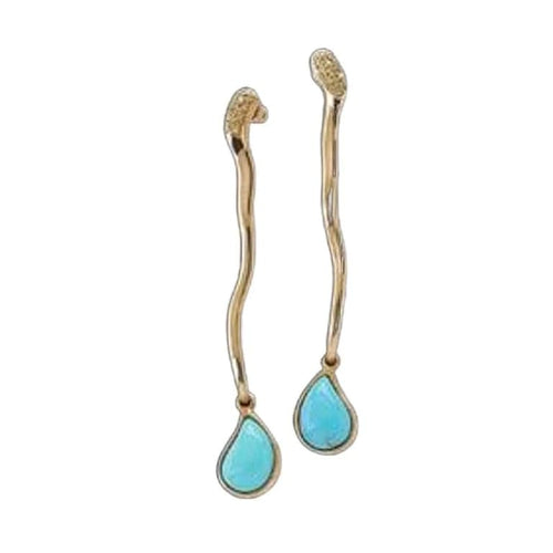 Boucles d'oreilles Boucles d'oreilles gouttes turquoise d'Iran en or jaune 18 carats et diamants 58 Facettes MG-200832