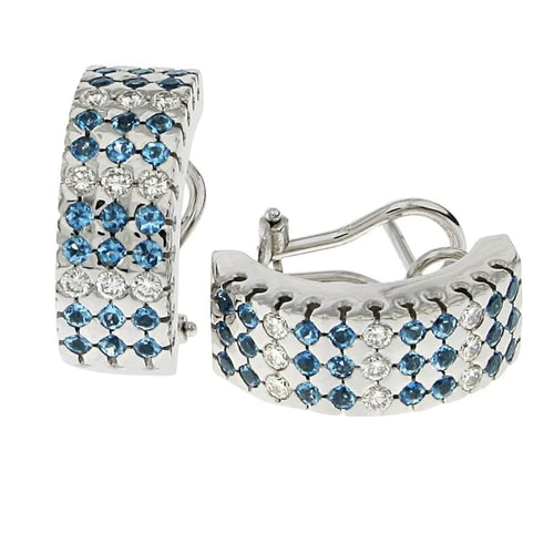 Boucles d'oreilles Boucles d'oreilles en or blanc 18 carats avec aigues-marines et diamants 58 Facettes MG-200661