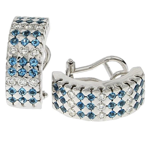 Boucles d'oreilles Boucles d'oreilles en or blanc 18 carats avec aigues-marines et diamants 58 Facettes MG-200661