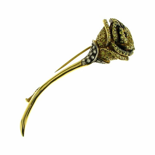 Broche Broche Fleur de rose en or jaune 18 carats et diamants naturels 58 Facettes HG-200132