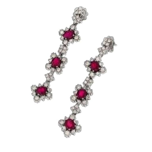 Boucles d'oreilles Boucles d'oreilles en or blanc 18 carats avec rubis ovales et diamants 58 Facettes MG-201808