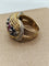 Bague 49.5 Bague torche vintage en or blanc et jaune 18 ct avec saphirs, rubis et diamants 58 Facettes