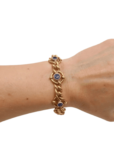 Bracelet Bracelet vintage en or jaune 18 carats et saphirs (années 1960) 58 Facettes