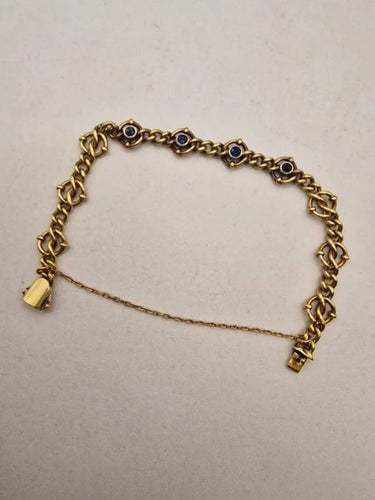 Bracelet Bracelet vintage en or jaune 18 carats et saphirs (années 1960) 58 Facettes