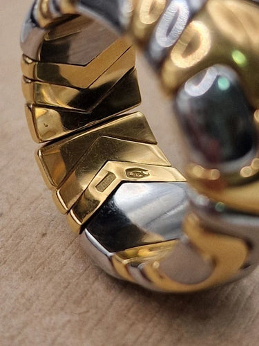 Bague 55 Bvlgari Alveare - Bague en or jaune 18 carats et acier 58 Facettes