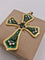 Pendentif Pendentif croix vintage en or jaune et diamants, émeraudes 58 Facettes