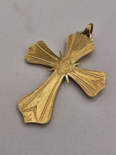Pendentif Pendentif croix vintage en or jaune et diamants, émeraudes 58 Facettes