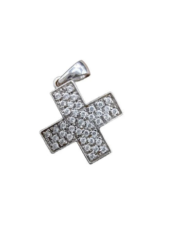 Pendentif Pendentif croix en or blanc 18 carats et diamants 58 Facettes