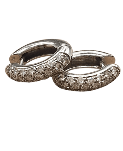 Boucles d'oreilles Boucles d’oreilles demi-créoles en or blanc 18 carats et diamants 58 Facettes