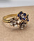 Bague 54 Bague vintage motif bouquet de fleurs en or jaune 18 carats et émail 58 Facettes