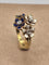 Bague 54 Bague vintage motif bouquet de fleurs en or jaune 18 carats et émail 58 Facettes