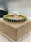 Bracelet Bracelet vintage en or blanc et jaune 18 carats, émail vert et diamants 58 Facettes