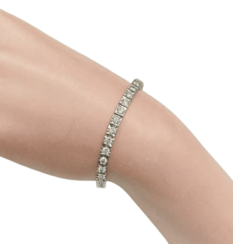 Bracelet Bracelet tennis Cube Diamond en or blanc 18 carats et diamants 58 Facettes
