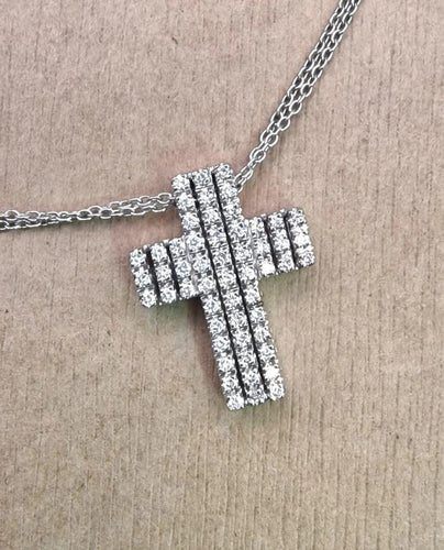 Collier ReCarlo Cross - Collier en or blanc 18k et diamants 0,50 ct 58 Facettes
