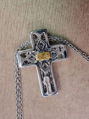 Collier ReCarlo Cross - Collier en or blanc 18k et diamants 0,50 ct 58 Facettes