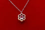 Collier Collier marguerite - Motif fleur en or jaune et platine, diamant et rubis 58 Facettes 240285