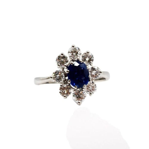 Bague 62 Bague en or blanc 18 carats avec saphir et diamants 58 Facettes 240462