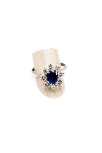 Bague 62 Bague en or blanc 18 carats avec saphir et diamants 58 Facettes 240462