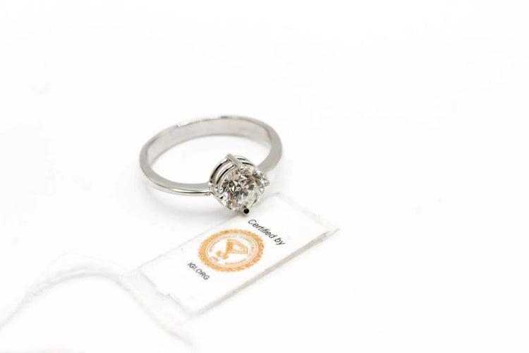 Bague 56 Solitaire - Bague en or blanc avec diamant 1,15 ct 58 Facettes 240214