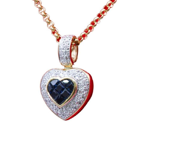 Pendentif Pendentif cœur en or bicolore 750/000, saphirs et diamants 58 Facettes 250253
