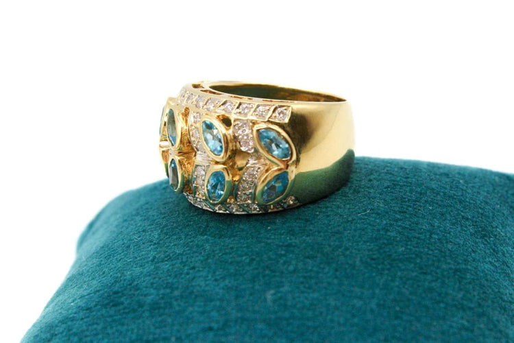 Bague 54 Bague jonc en or bicolore 750 avec topazes et diamants 58 Facettes 250050