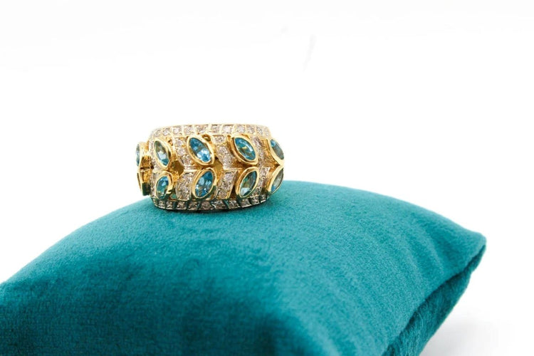 Bague 54 Bague jonc en or bicolore 750 avec topazes et diamants 58 Facettes 250050