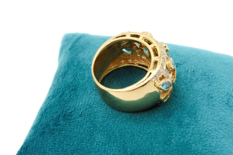 Bague 54 Bague jonc en or bicolore 750 avec topazes et diamants 58 Facettes 250050