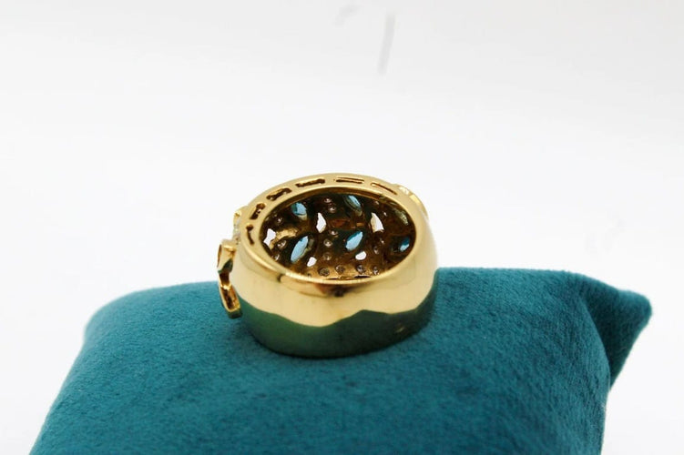Bague 54 Bague jonc en or bicolore 750 avec topazes et diamants 58 Facettes 250050