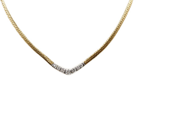 Collier Collier maille anglaise en or jaune 750 avec diamants 58 Facettes 250197