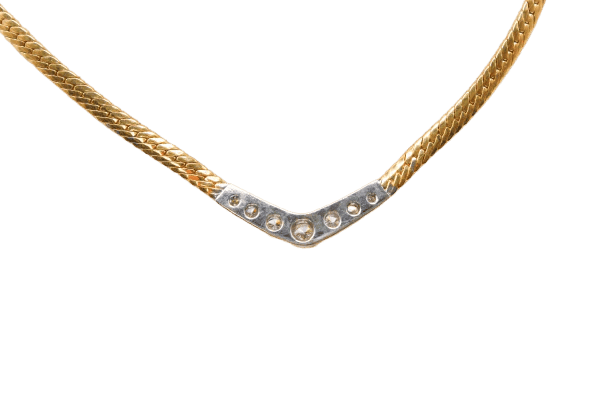 Collier Collier maille anglaise en or jaune 750 avec diamants 58 Facettes 250197