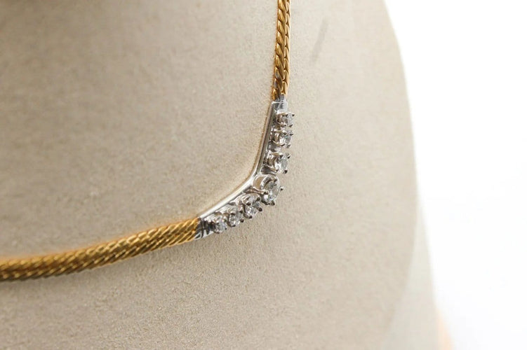 Collier Collier maille anglaise en or jaune 750 avec diamants 58 Facettes 250197