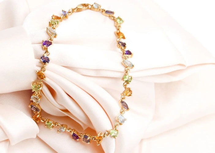 Bracelet Bracelet rivière multicolore en or jaune 58 Facettes 250496
