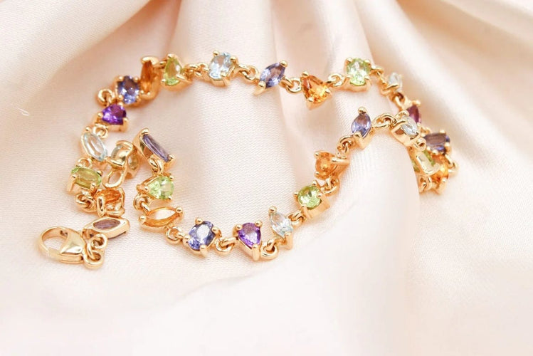 Bracelet Bracelet rivière multicolore en or jaune 750 58 Facettes 250496