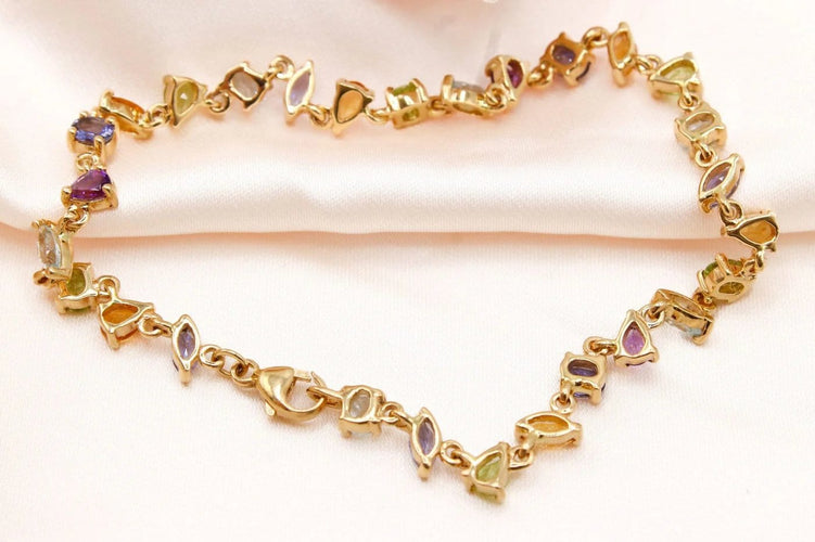 Bracelet Bracelet rivière multicolore en or jaune 58 Facettes 250496