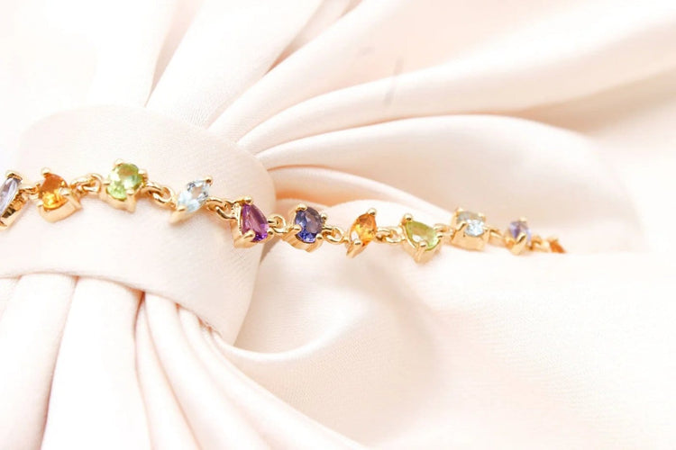 Bracelet Bracelet rivière multicolore en or jaune 58 Facettes 250496