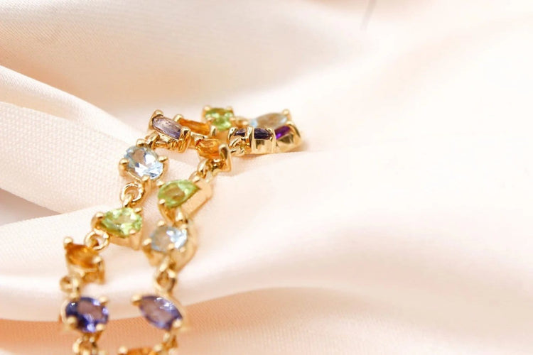 Bracelet Bracelet rivière multicolore en or jaune 58 Facettes 250496