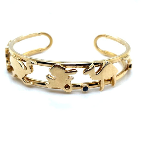 Bracelet Caplain Saint André - Bracelet manchette rigide en or jaune 18K saphir 58 Facettes