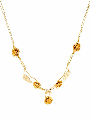 Collier Art Nouveau - Collier draperie en or jaune, rose et vert 58 Facettes