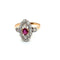 Bague 54.5 Bague marquise ancienne en or rose et platine, rubis et diamants 58 Facettes