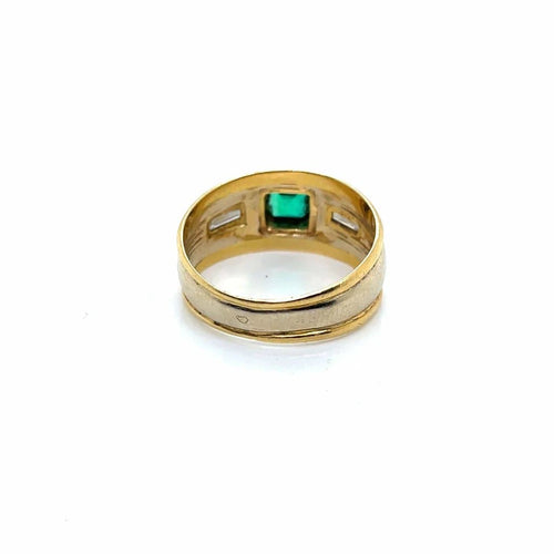 Bague 54 Bague jonc en or jaune et blanc 750, émeraude et diamants 58 Facettes