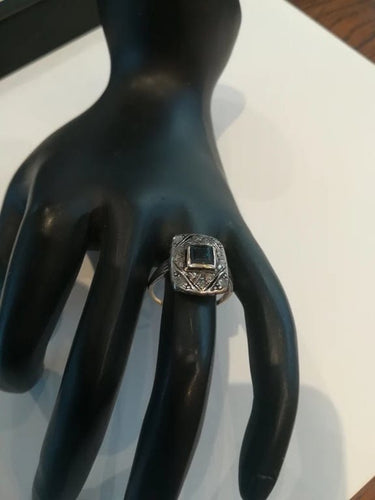 Bague 55 Bague ancienne - Saphir et diamants en or jaune et or blanc 750 58 Facettes