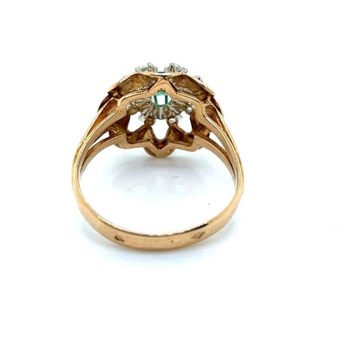 Bague 54.5 Bague vintage émeraude et diamants en or jaune et or blanc 750 58 Facettes