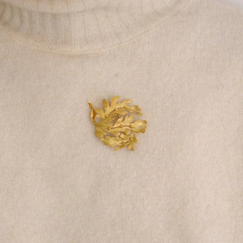 Broche Broche Feuille Art Nouveau en or jaune et or rose 750/1000 58 Facettes