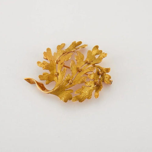 Broche Broche Feuille Art Nouveau en or jaune et or rose 750/1000 58 Facettes